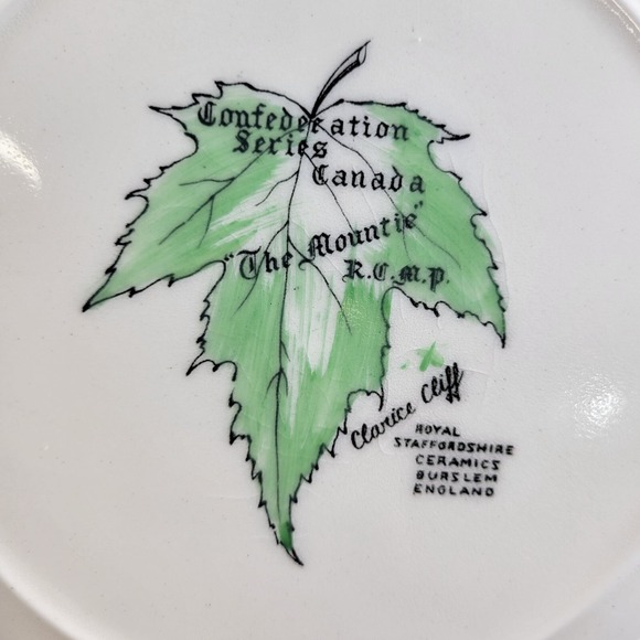 Canadian Mountie Vtg Royal Staffordshire Plates Set of 2 Clarice Cliff 10.5" - Picture 5 of 7